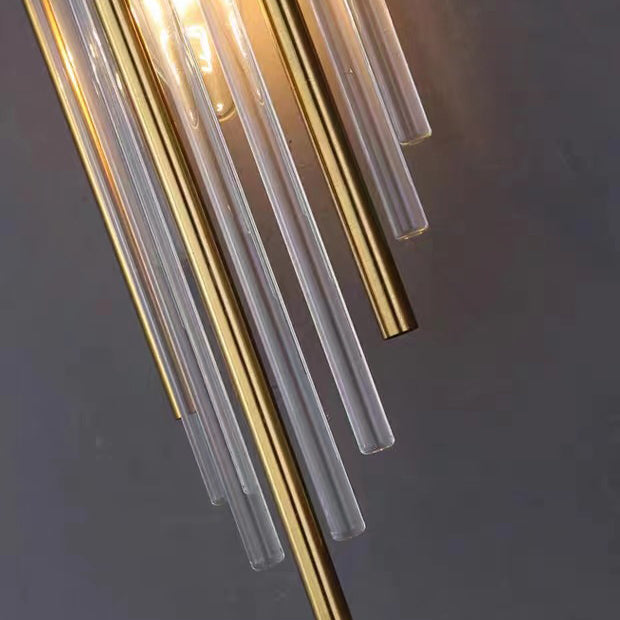 Applique murale contemporaine nordique en tube rond en acier inoxydable avec cristal à 2 lumières pour salon 