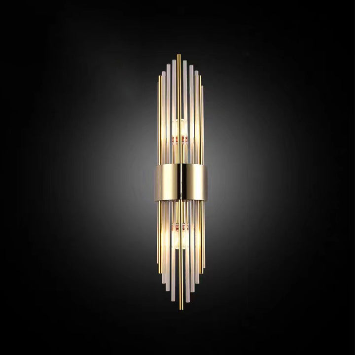 Applique murale contemporaine nordique en tube rond en acier inoxydable avec cristal à 2 lumières pour salon 