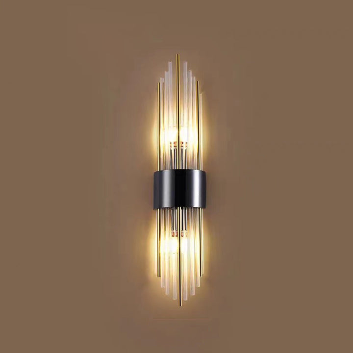 Applique murale contemporaine nordique en tube rond en acier inoxydable avec cristal à 2 lumières pour salon 