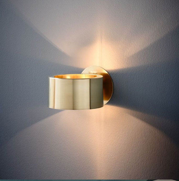 Applique murale moderne minimaliste ronde en fer à 1 lumière pour chambre 