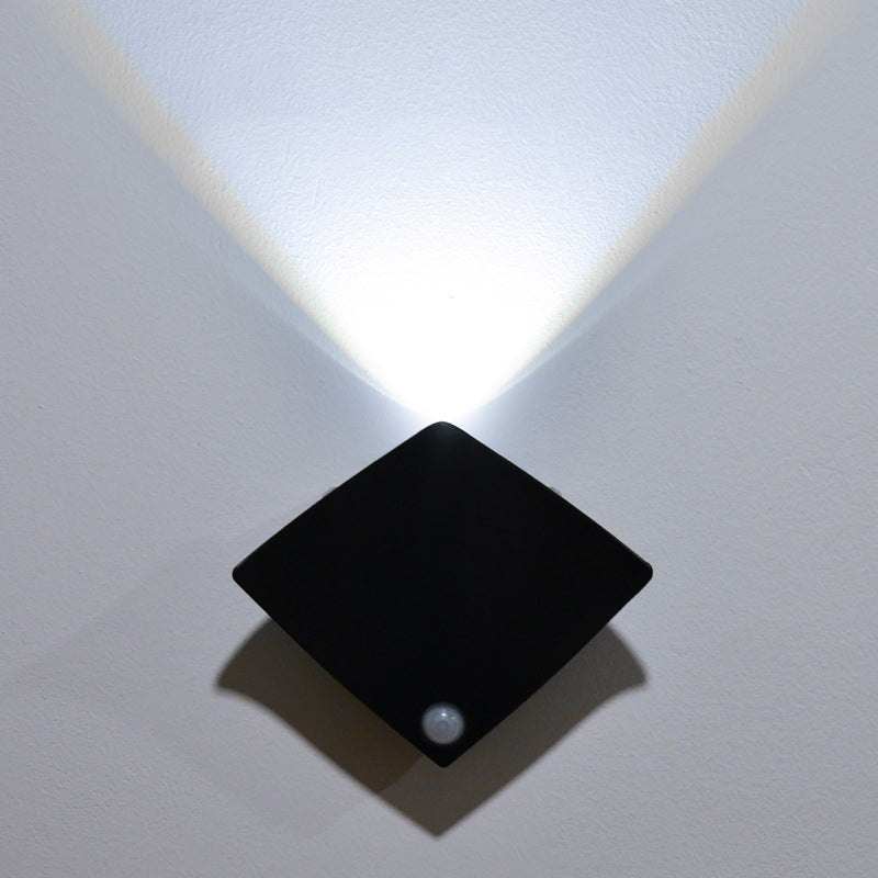 Lámpara de Aplique de Pared LED Acrílica en Forma de Pez Diablo Diamante Sensor Minimalista Moderna para Sala de Estar 