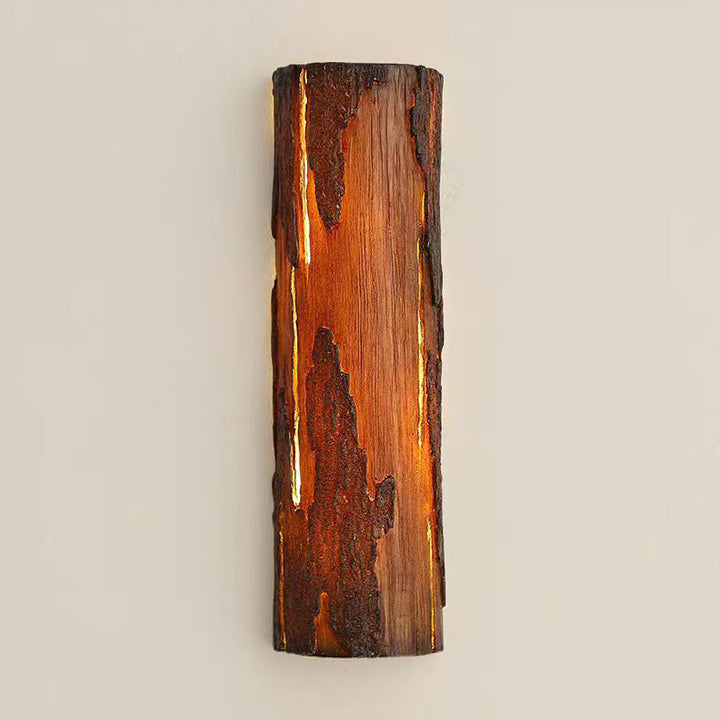Contemporary Retro Cylinder Faux Rock Stump Resin LED Wall Sconce Lamp For Living Room