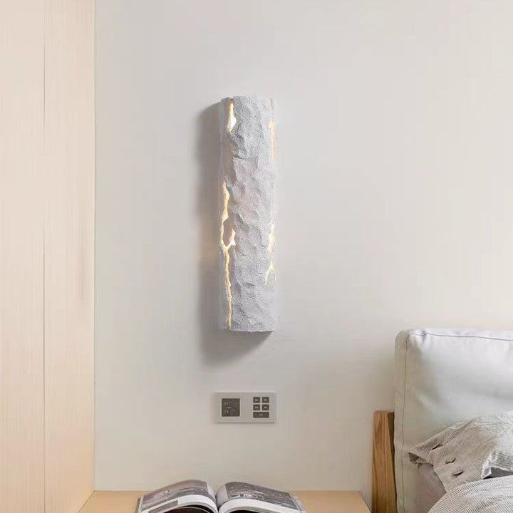 Contemporary Retro Cylinder Faux Rock Stump Resin LED Wall Sconce Lamp For Living Room
