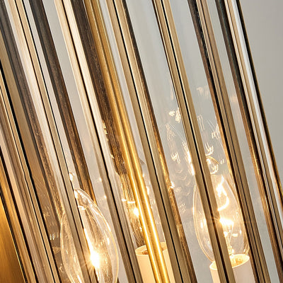 Applique Murale Moderne de Luxe Étanche Ligne Cylindre Cadre en Cuivre Abat-jour en Verre 1/3/6 Lumière pour Jardin 