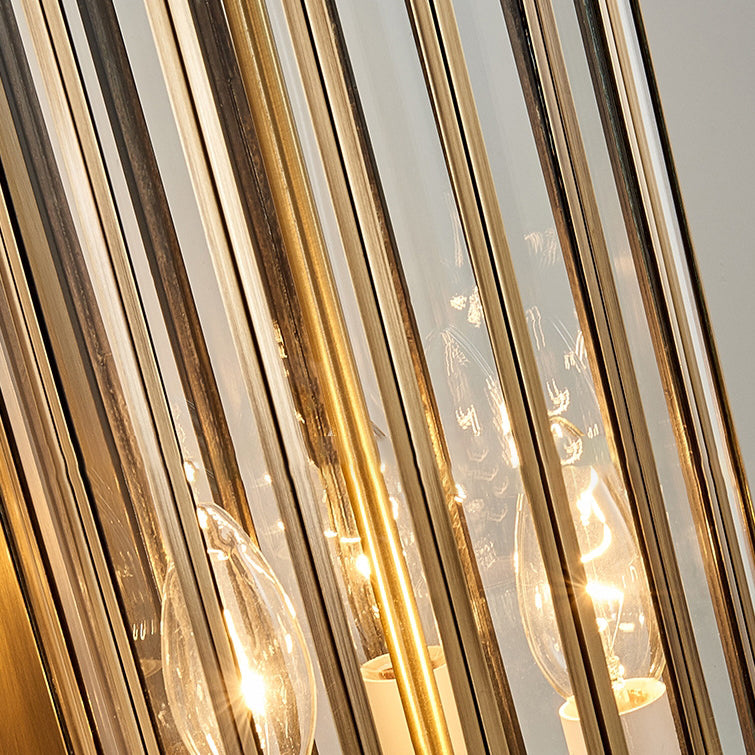 Applique Murale Moderne de Luxe Étanche Ligne Cylindre Cadre en Cuivre Abat-jour en Verre 1/3/6 Lumière pour Jardin 