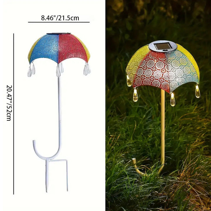Moderne Art Deco Solar Wasserdichte Regenschirm Eisen LED Boden Stecker Außen Licht Für Garten 
