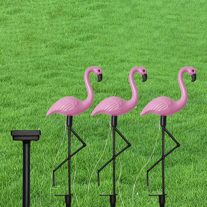 Modern Art Deco Solar Waterproof Flamingo PS PP LED Ground Plug Outdoor Light For Garden