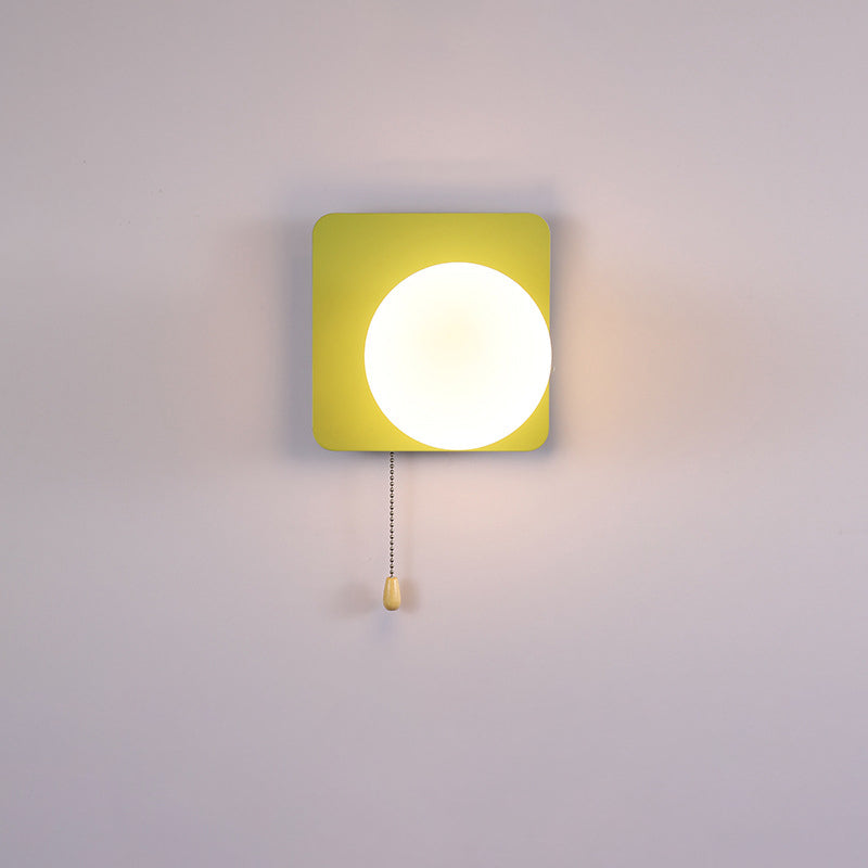 Applique murale moderne minimaliste ronde carrée triangle orbe en fer et verre à 1 lumière pour salon 