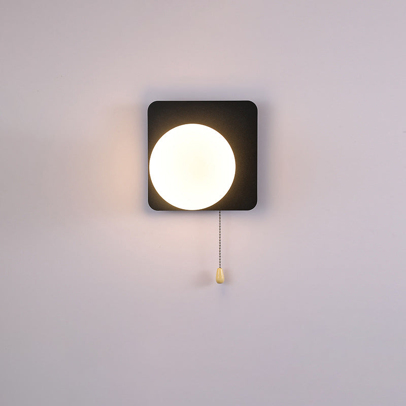Applique murale moderne minimaliste ronde carrée triangle orbe en fer et verre à 1 lumière pour salon 