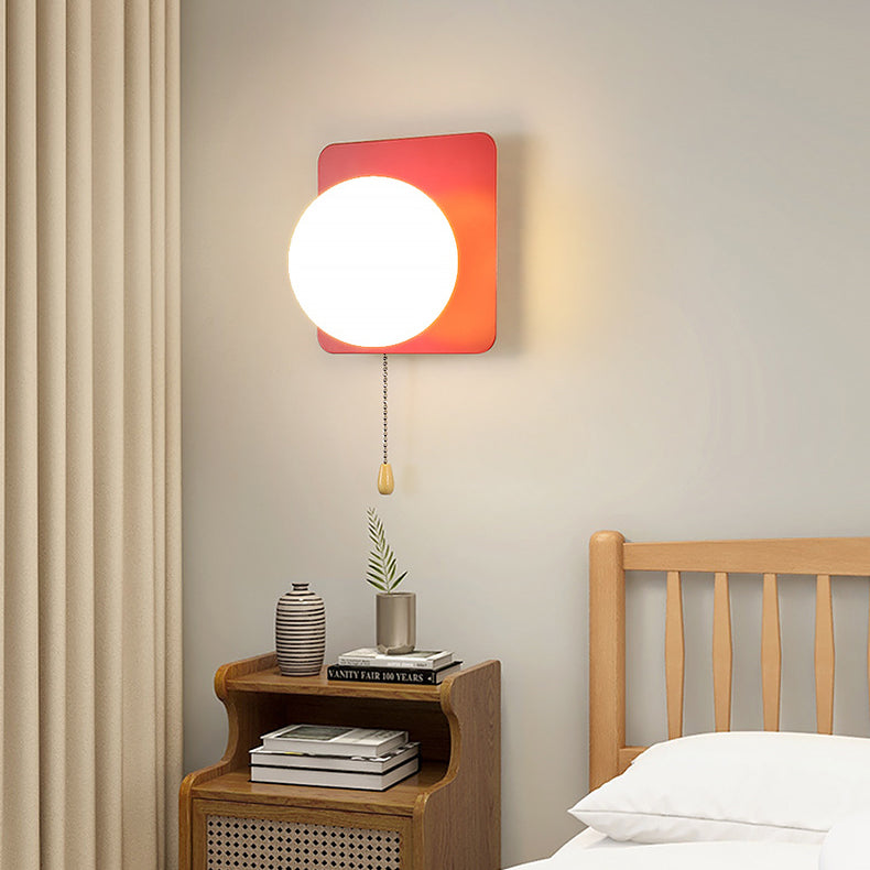 Applique murale moderne minimaliste ronde carrée triangle orbe en fer et verre à 1 lumière pour salon 