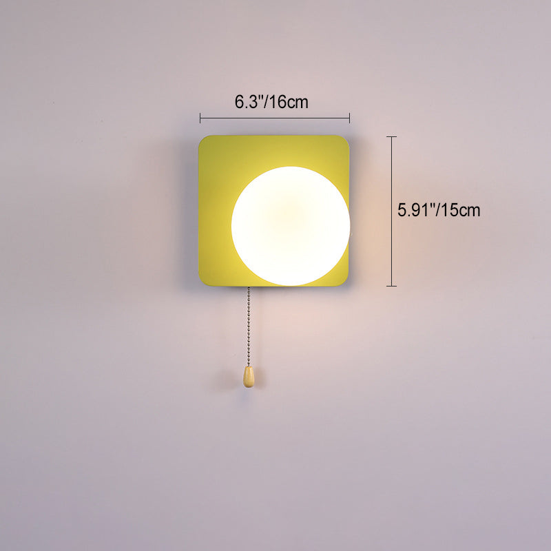 Applique murale moderne minimaliste ronde carrée triangle orbe en fer et verre à 1 lumière pour salon 