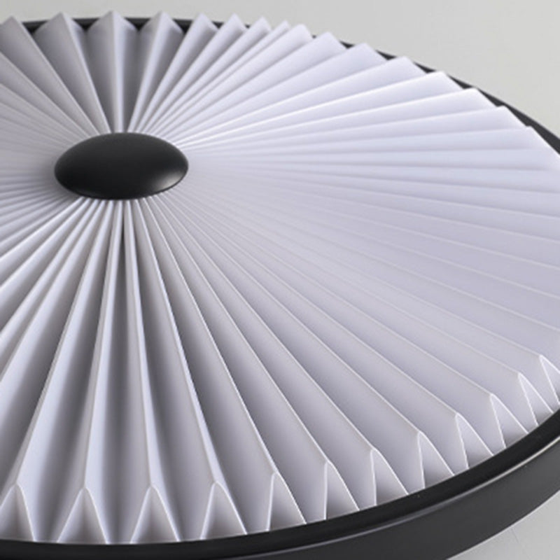 Plafonnier LED rond plissé en fer PVC traditionnel chinois pour salon 