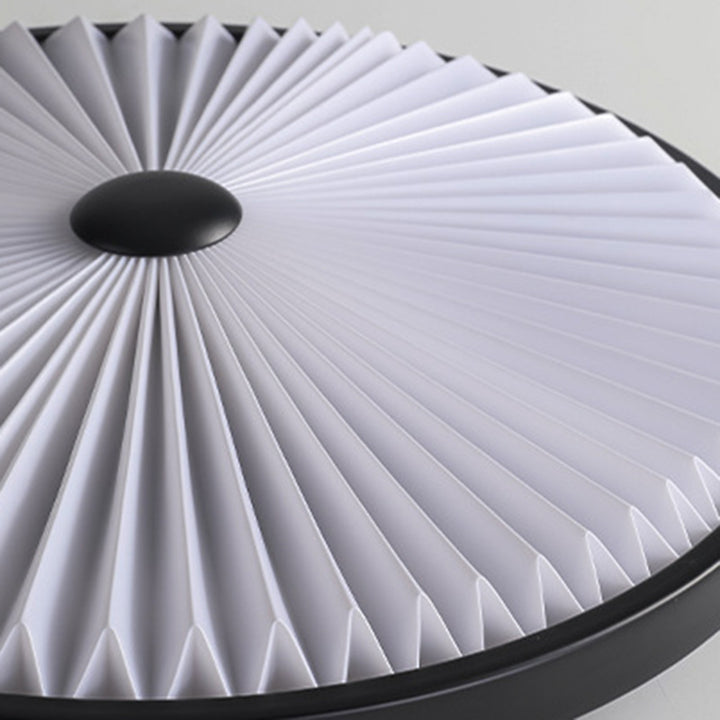 Plafonnier LED rond plissé en fer PVC traditionnel chinois pour salon 