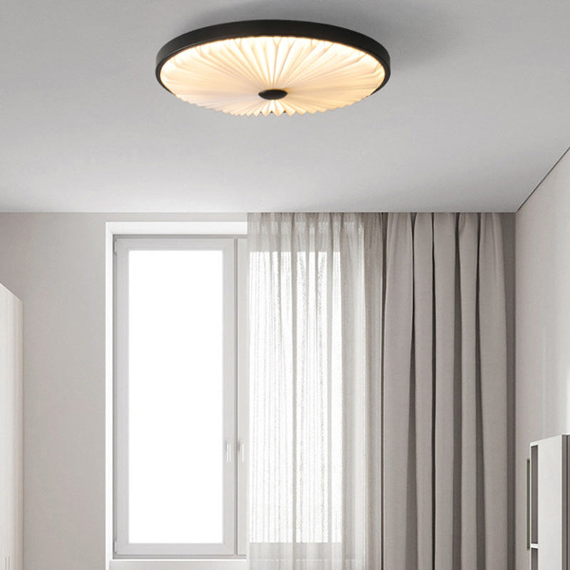 Plafonnier LED rond plissé en fer PVC traditionnel chinois pour salon 