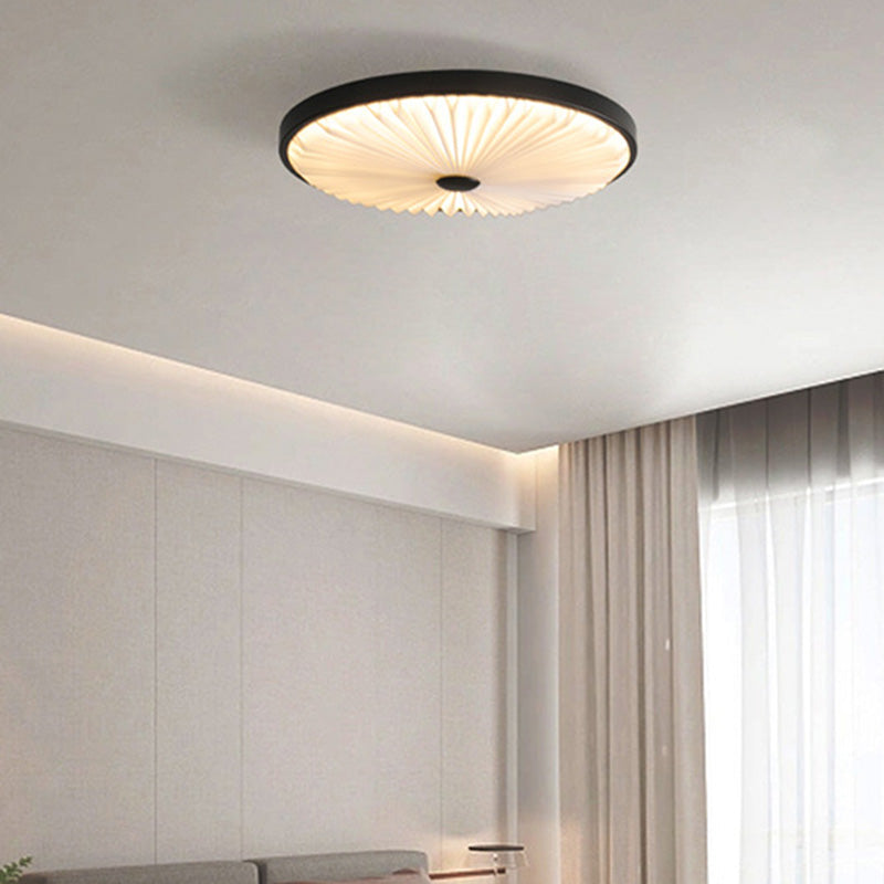 Plafonnier LED rond plissé en fer PVC traditionnel chinois pour salon 