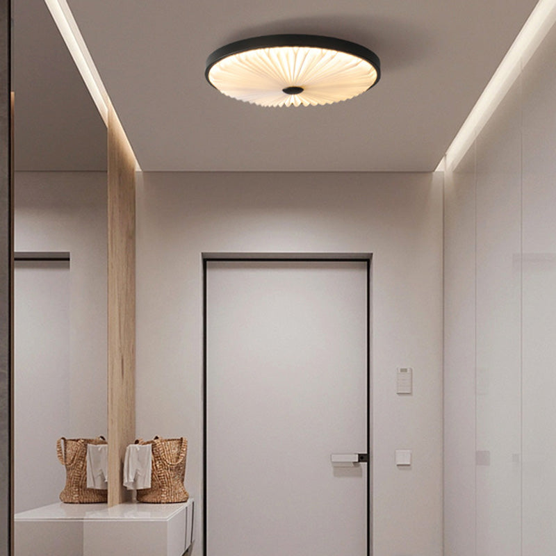 Plafonnier LED rond plissé en fer PVC traditionnel chinois pour salon 