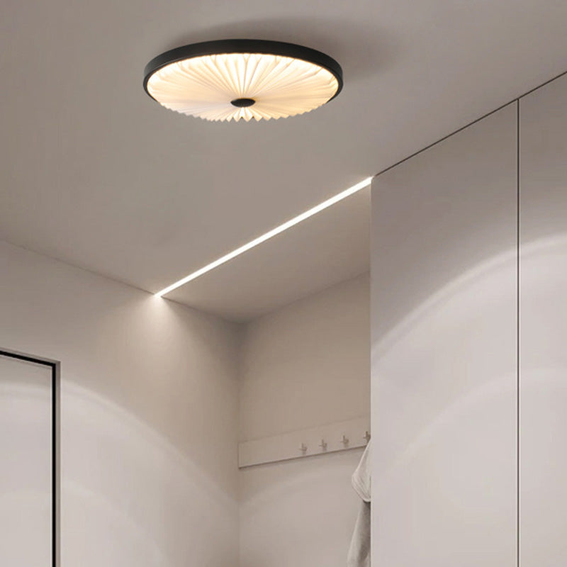 Plafonnier LED rond plissé en fer PVC traditionnel chinois pour salon 