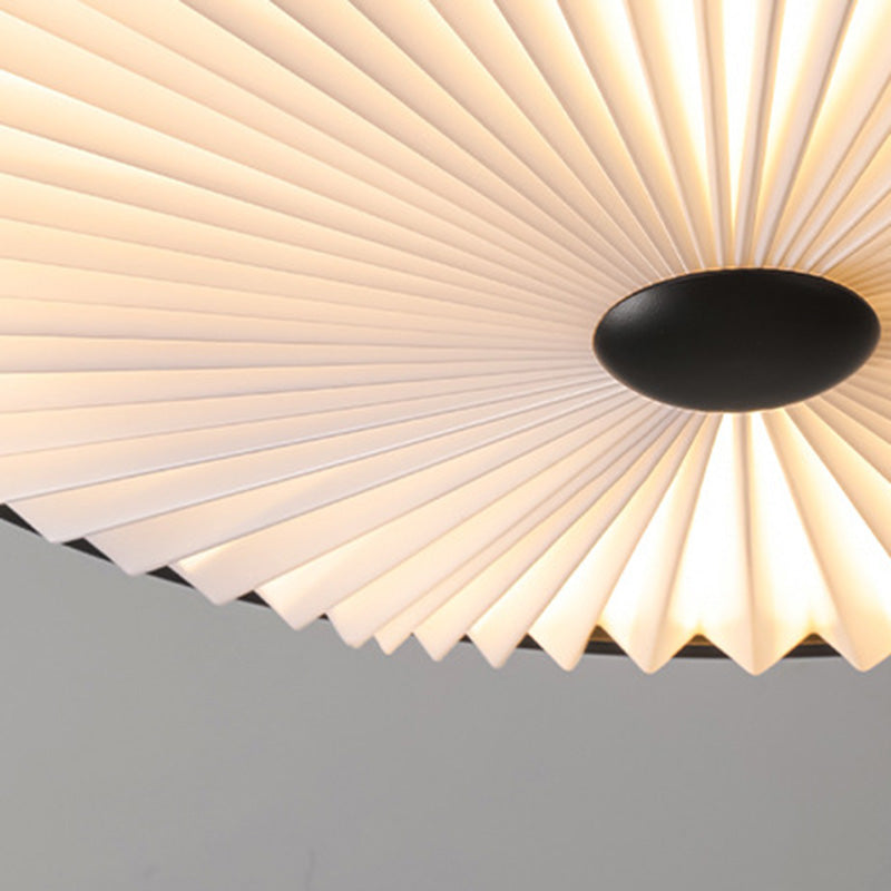 Plafonnier LED rond plissé en fer PVC traditionnel chinois pour salon 