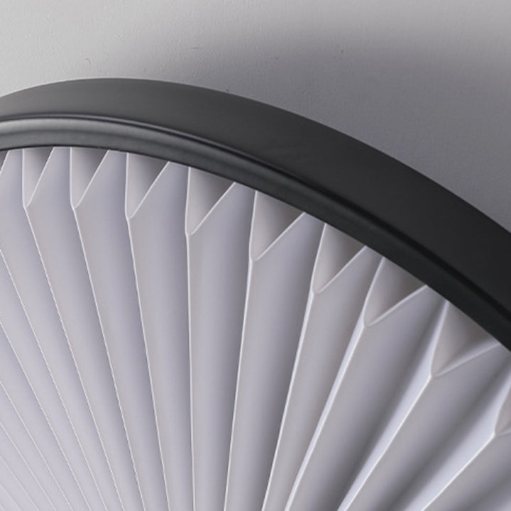 Plafonnier LED rond plissé en fer PVC traditionnel chinois pour salon 