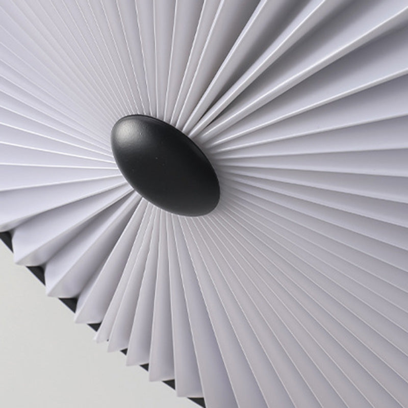 Plafonnier LED rond plissé en fer PVC traditionnel chinois pour salon 