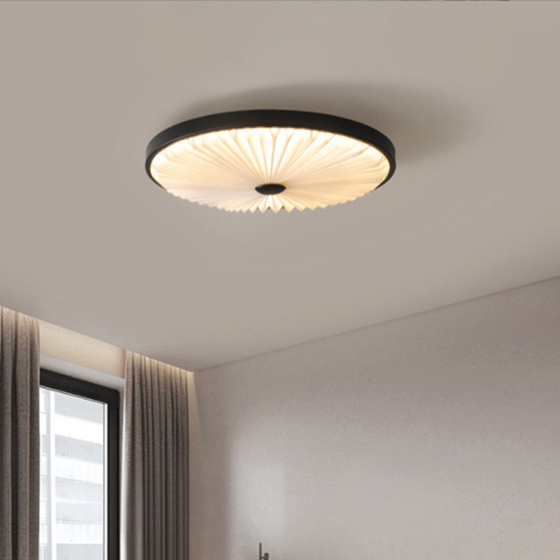 Plafonnier LED rond plissé en fer PVC traditionnel chinois pour salon 