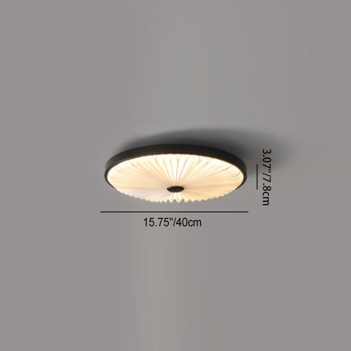 Plafonnier LED rond plissé en fer PVC traditionnel chinois pour salon 