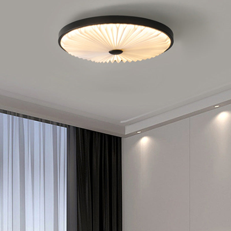 Plafonnier LED rond plissé en fer PVC traditionnel chinois pour salon 