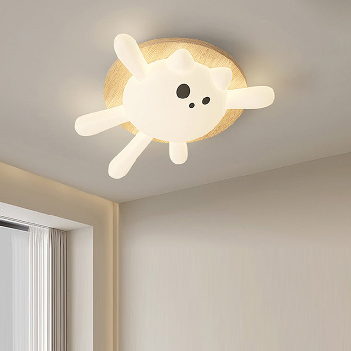Zeitgenössische kreative Kinderrunde Cat Iron PET LED Unterputz-Deckenleuchte für Schlafzimmer 