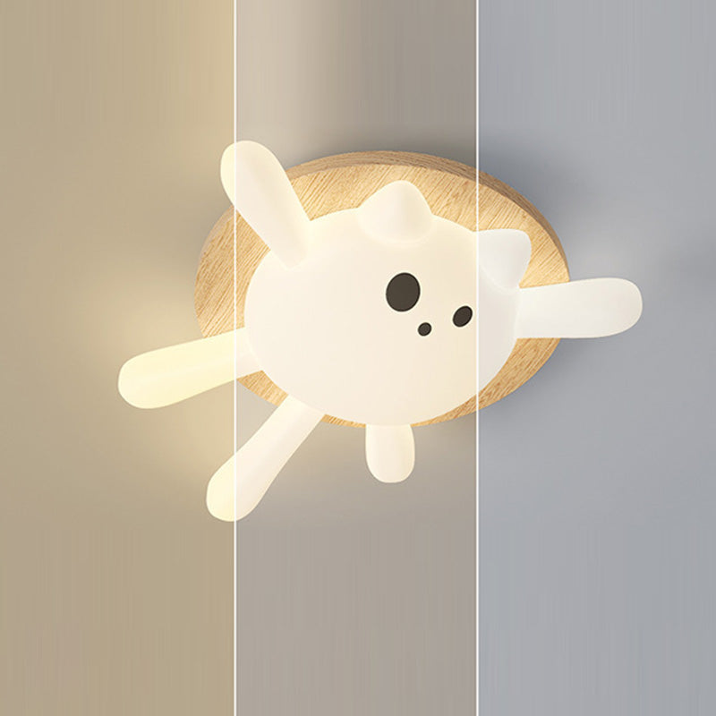 Zeitgenössische kreative Kinderrunde Cat Iron PET LED Unterputz-Deckenleuchte für Schlafzimmer 