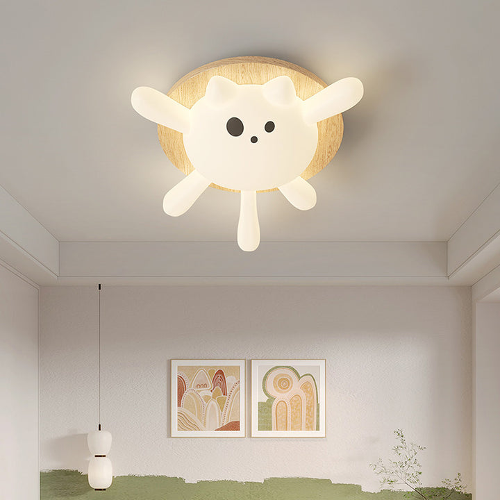 Zeitgenössische kreative Kinderrunde Cat Iron PET LED Unterputz-Deckenleuchte für Schlafzimmer 