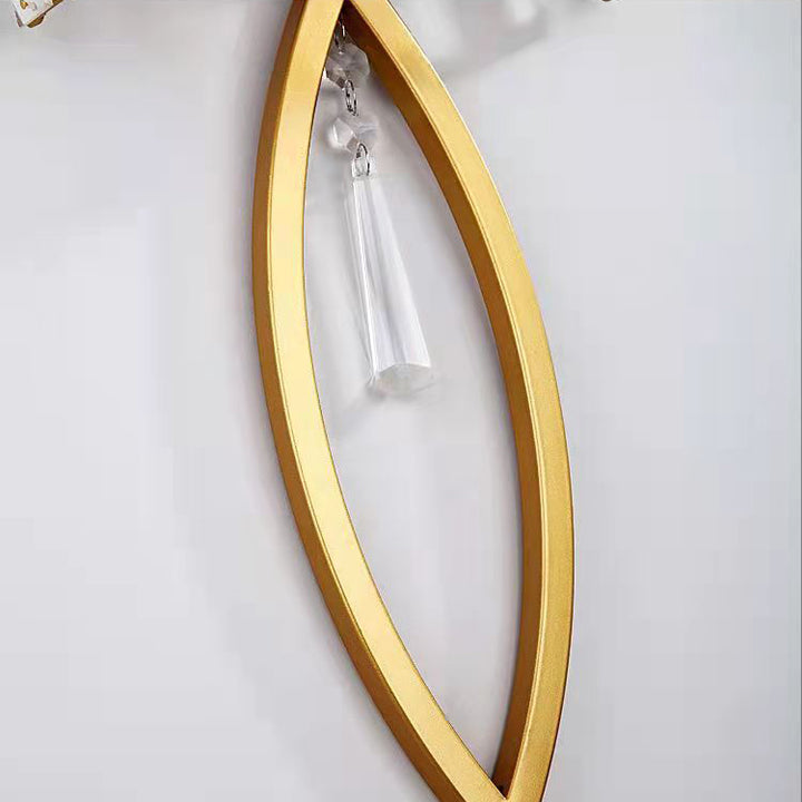 Modern Luxury Half Circle Striped Iron Crystal 2-Light Wall Sconce Lamp For Living Room