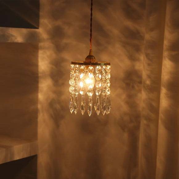 Modern Minimalist Round Crystal Shade Iron 1-Light Pendant Light For Bedroom