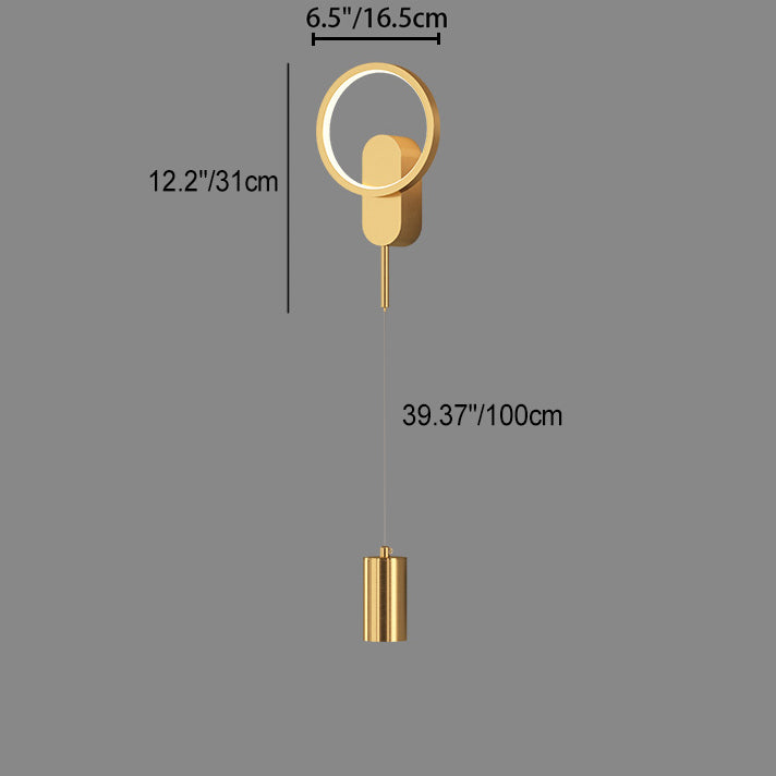Applique murale LED moderne minimaliste avec abat-jour en fer cylindrique pour chambre 