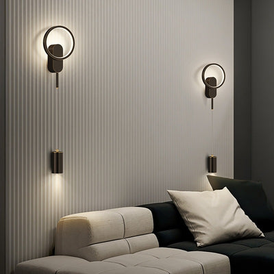 Applique murale LED moderne minimaliste avec abat-jour en fer cylindrique pour chambre 