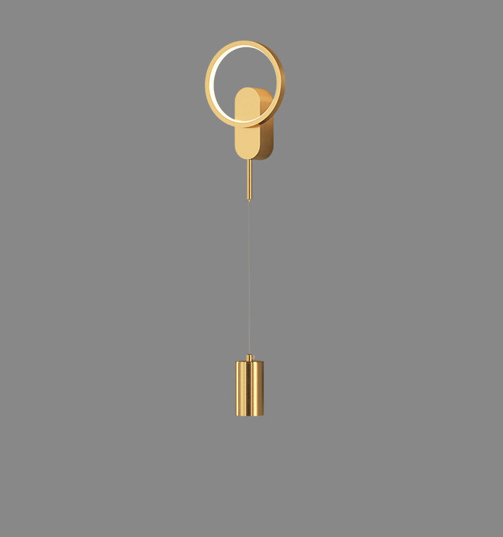 Modern Minimalist Cylinder Circle Iron Shade LED Wall Sconce Lamp For Bedroom
