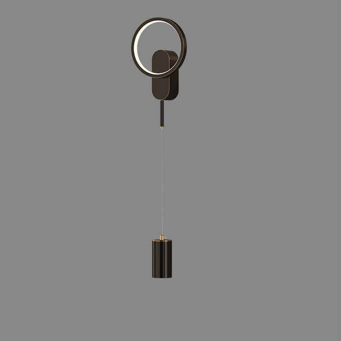Modern Minimalist Cylinder Circle Iron Shade LED Wall Sconce Lamp For Bedroom