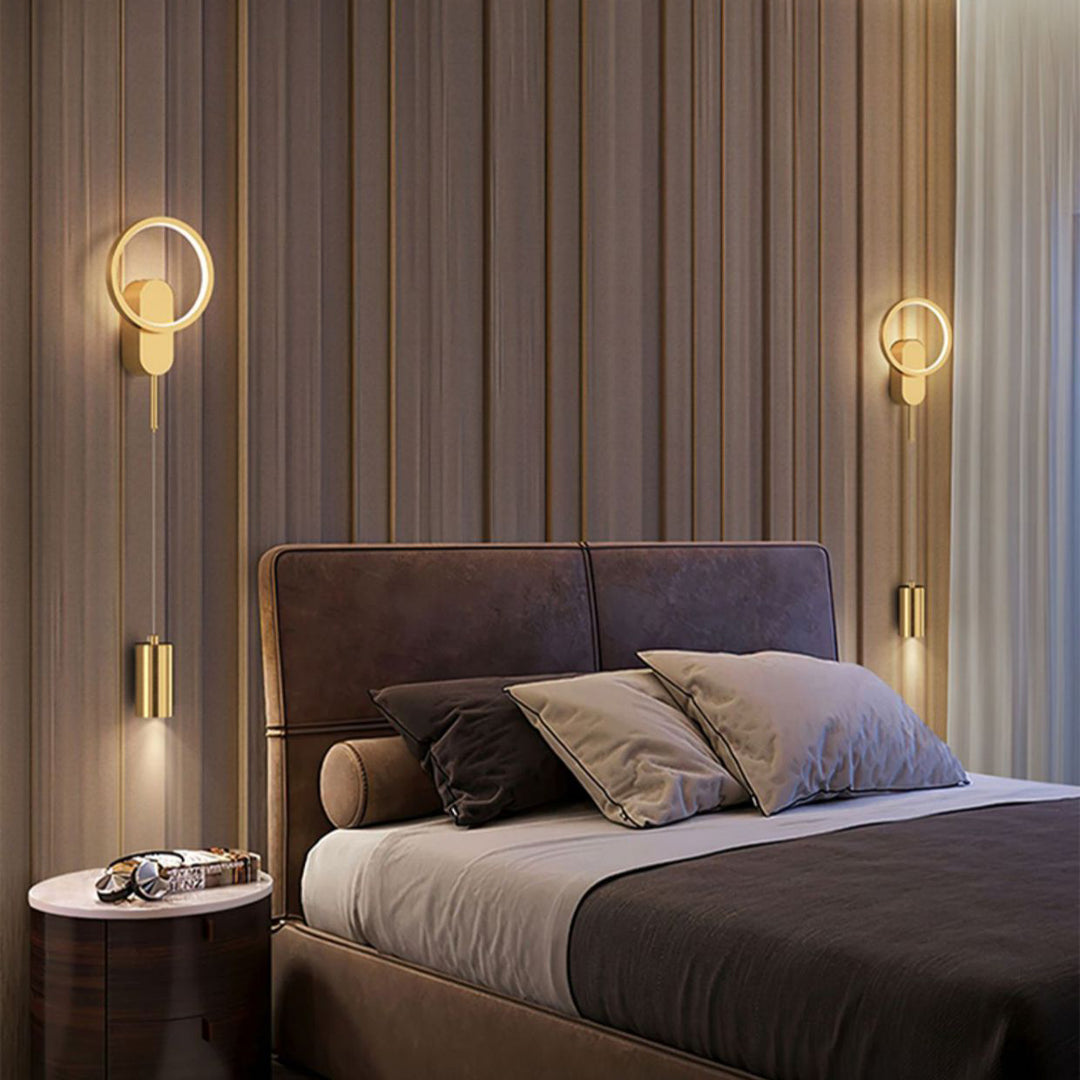 Modern Minimalist Cylinder Circle Iron Shade LED Wall Sconce Lamp For Bedroom