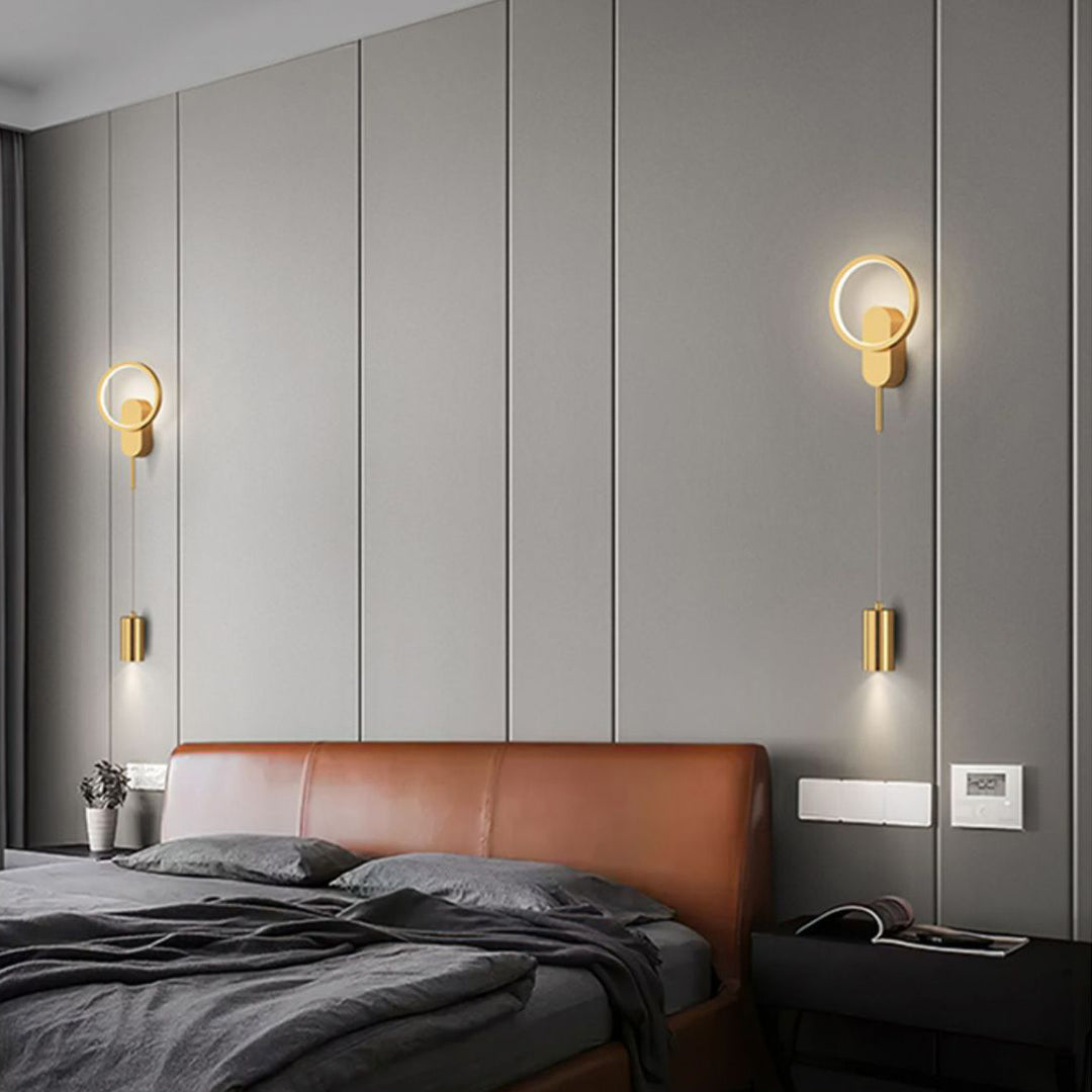 Modern Minimalist Cylinder Circle Iron Shade LED Wall Sconce Lamp For Bedroom