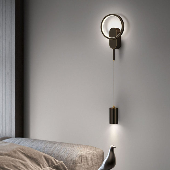Modern Minimalist Cylinder Circle Iron Shade LED Wall Sconce Lamp For Bedroom