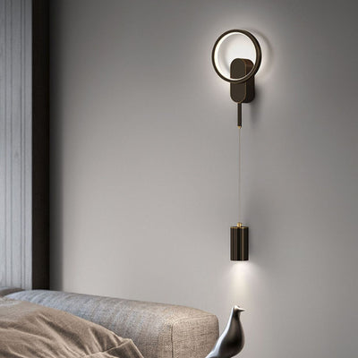 Applique murale LED moderne minimaliste avec abat-jour en fer cylindrique pour chambre 