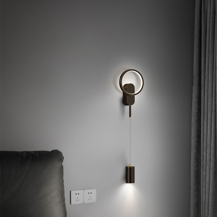 Modern Minimalist Cylinder Circle Iron Shade LED Wall Sconce Lamp For Bedroom