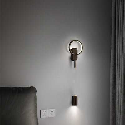 Applique murale LED moderne minimaliste avec abat-jour en fer cylindrique pour chambre 