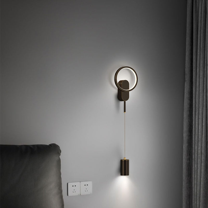 Applique murale LED moderne minimaliste avec abat-jour en fer cylindrique pour chambre 