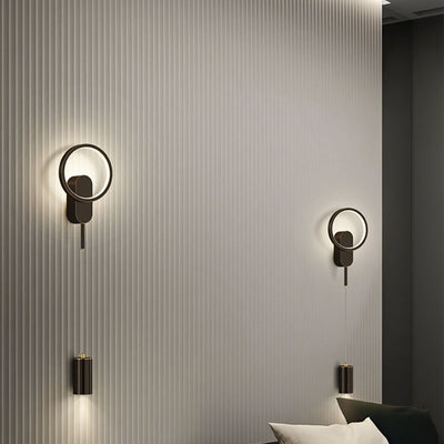 Applique murale LED moderne minimaliste avec abat-jour en fer cylindrique pour chambre 