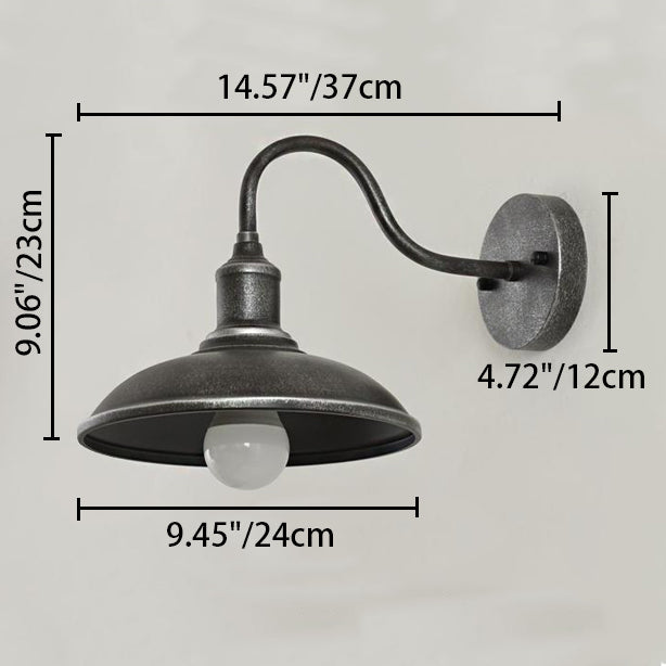 Lampe murale 1 lumière avec abat-jour en fer en forme de couvercle de pot rond industriel contemporain pour patio extérieur 