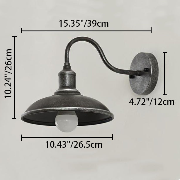 Lampe murale 1 lumière avec abat-jour en fer en forme de couvercle de pot rond industriel contemporain pour patio extérieur 
