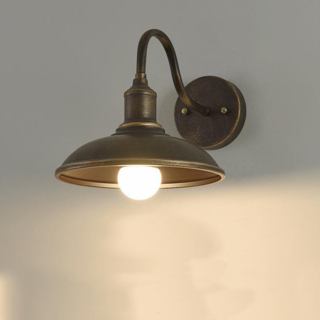 Lampe murale 1 lumière avec abat-jour en fer en forme de couvercle de pot rond industriel contemporain pour patio extérieur 