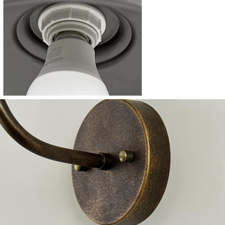 Lampe murale 1 lumière avec abat-jour en fer en forme de couvercle de pot rond industriel contemporain pour patio extérieur 