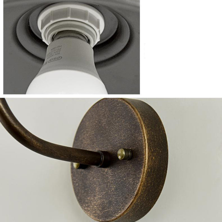 Lampe murale 1 lumière avec abat-jour en fer en forme de couvercle de pot rond industriel contemporain pour patio extérieur 