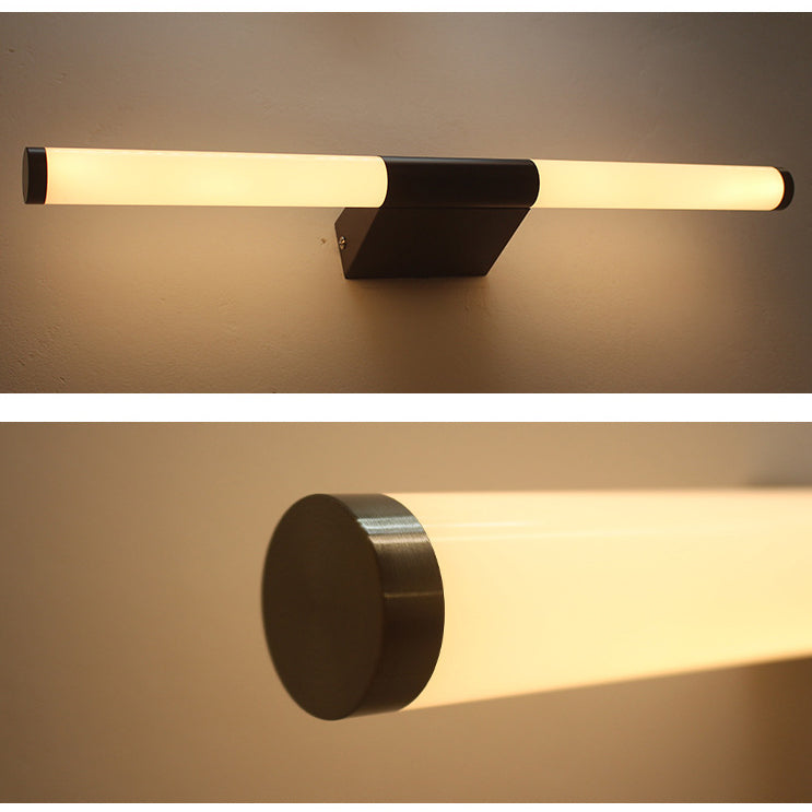 Lampe murale LED moderne minimaliste avec base cylindrique en fer et abat-jour en acrylique et aluminium pour salle de bain 